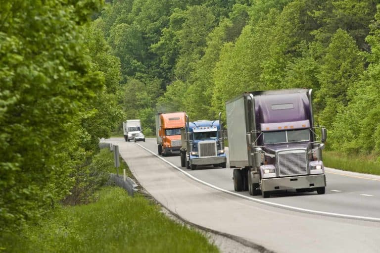 Trucks in mountains