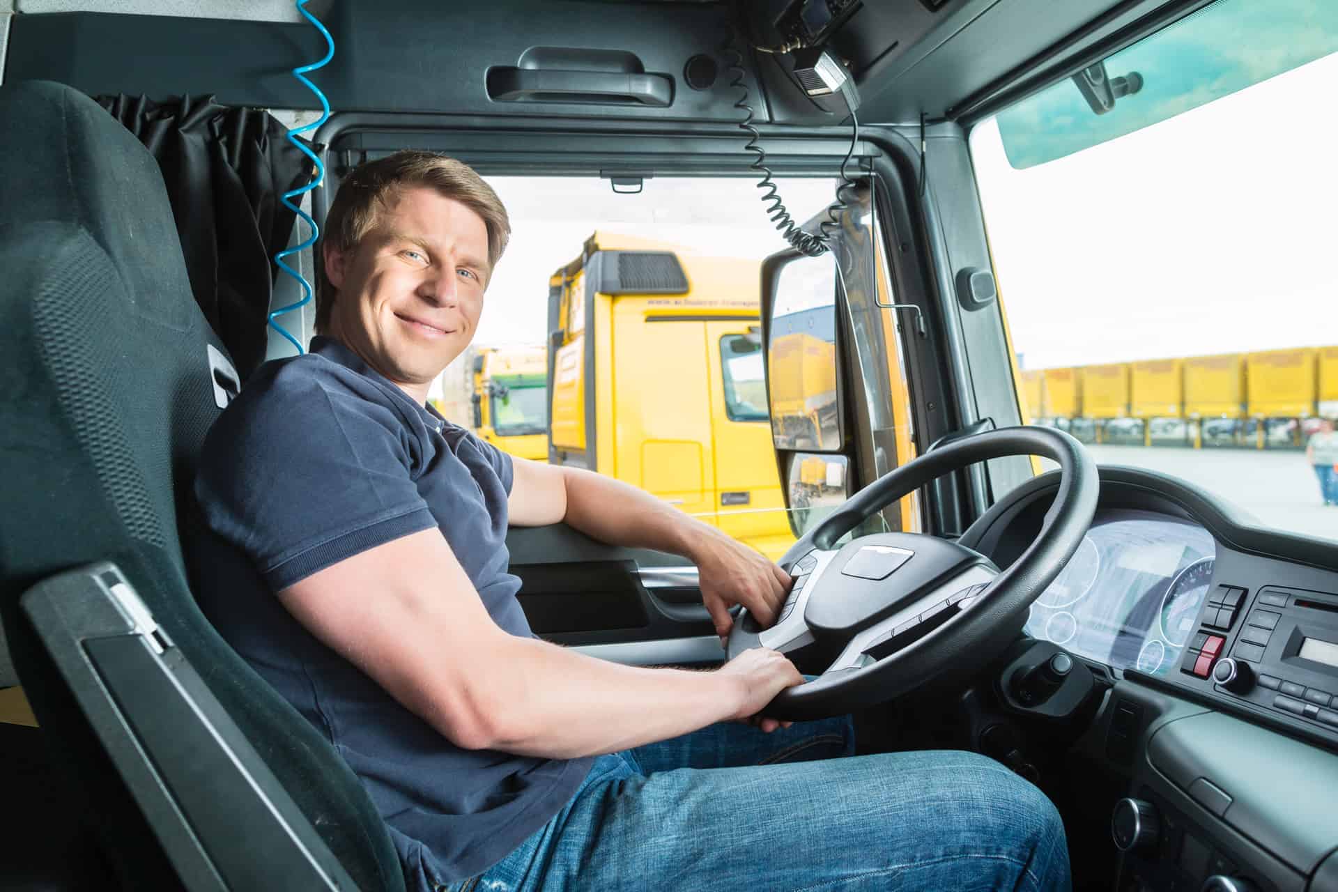 truck driver in drivers cab