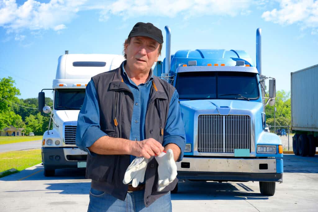 Truck-Driver-Putting-Gloves-On